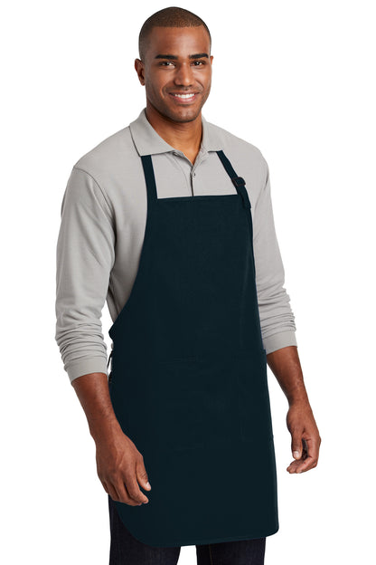 Navy Port Authority Full-Length Two-Pocket Bib Apron. A600