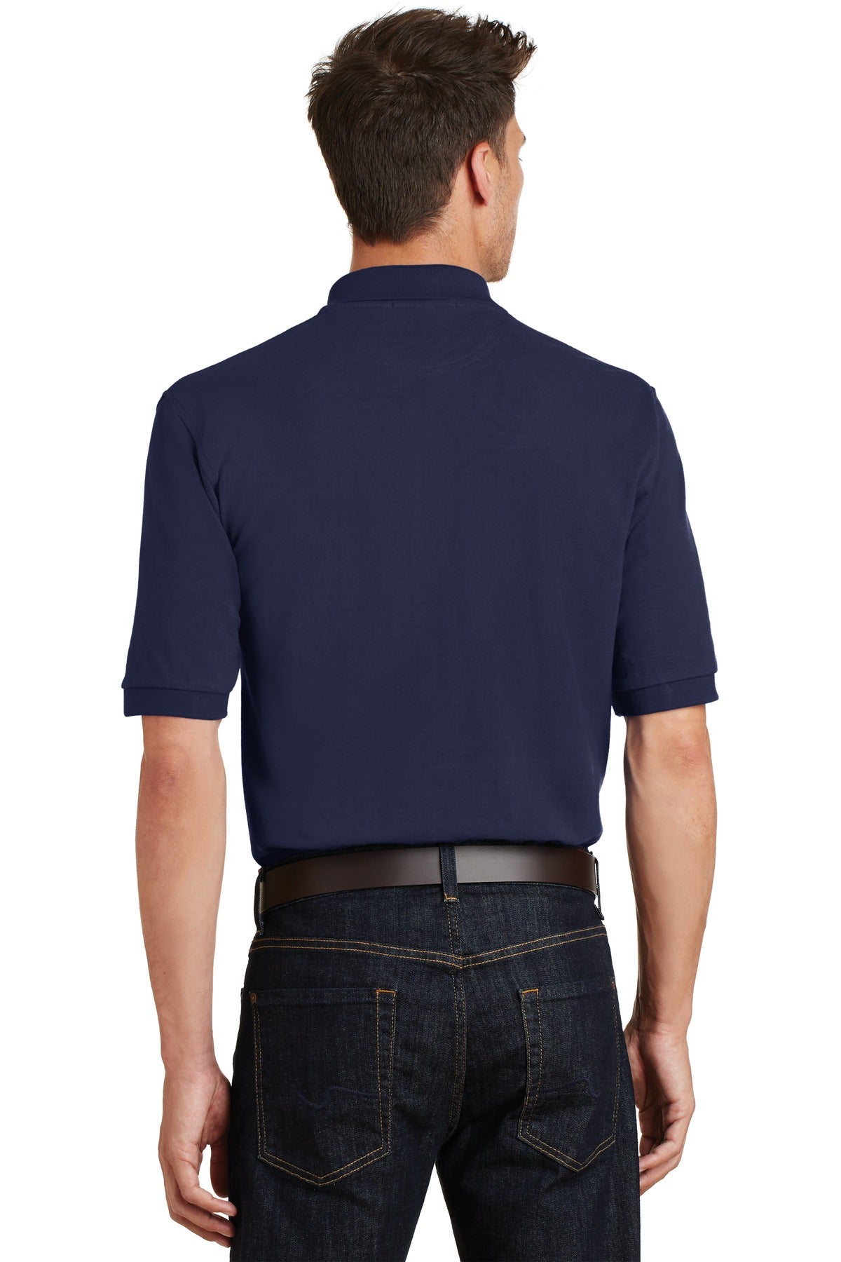 Navy Port Authority Heavyweight Cotton Pique Polo with Pocket. K420P
