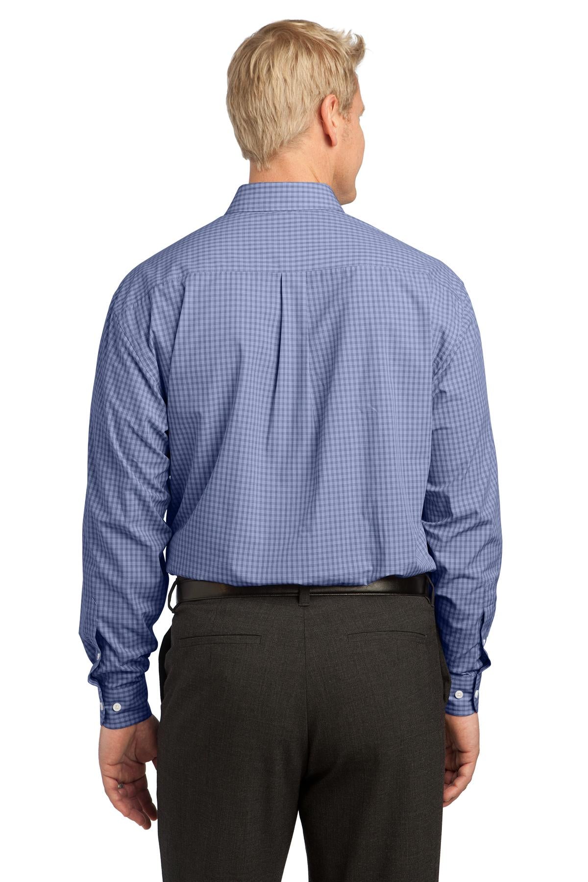 Navy Port Authority Plaid Pattern Easy Care Shirt. S639