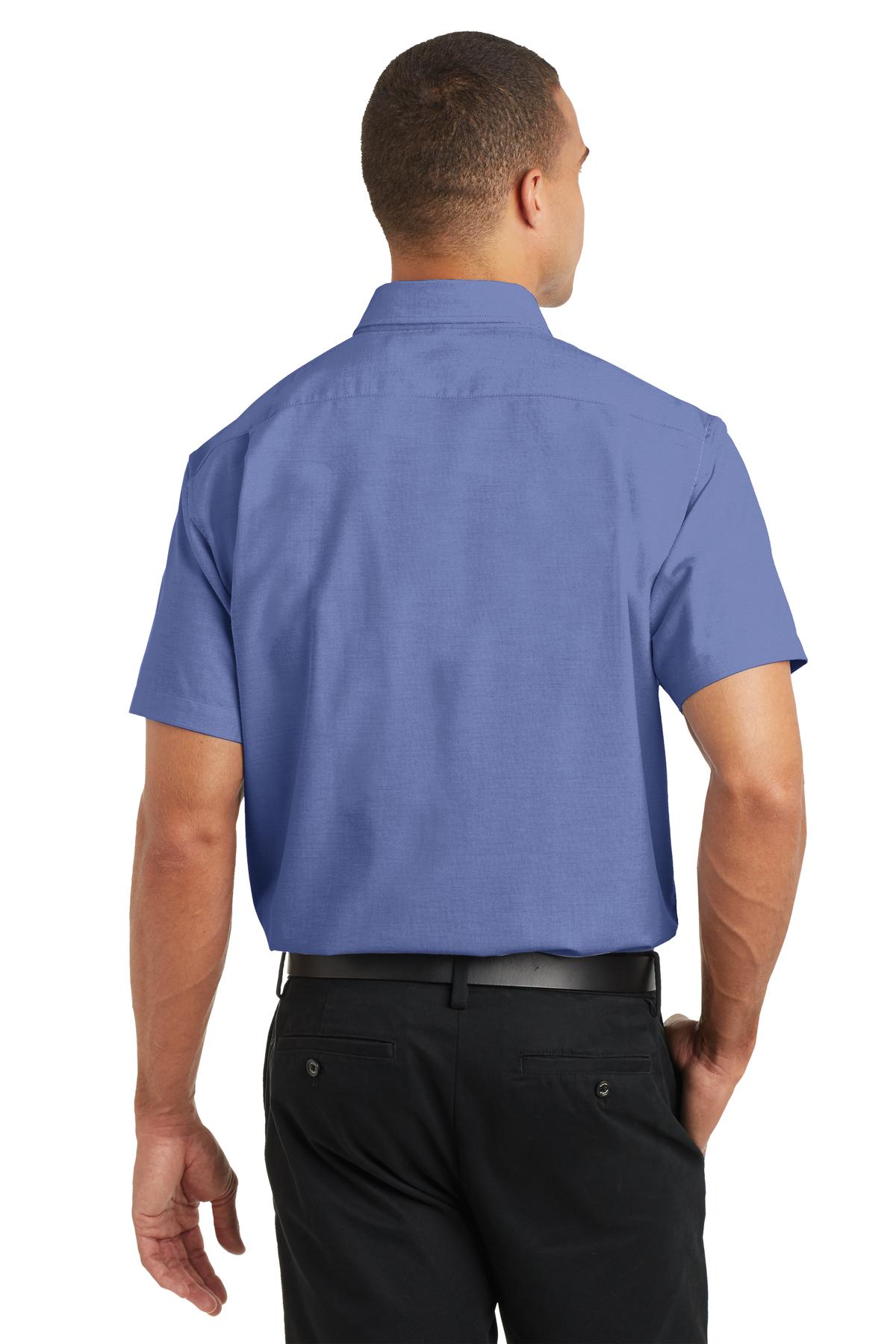 Navy Port Authority Short Sleeve SuperPro Oxford Shirt. S659