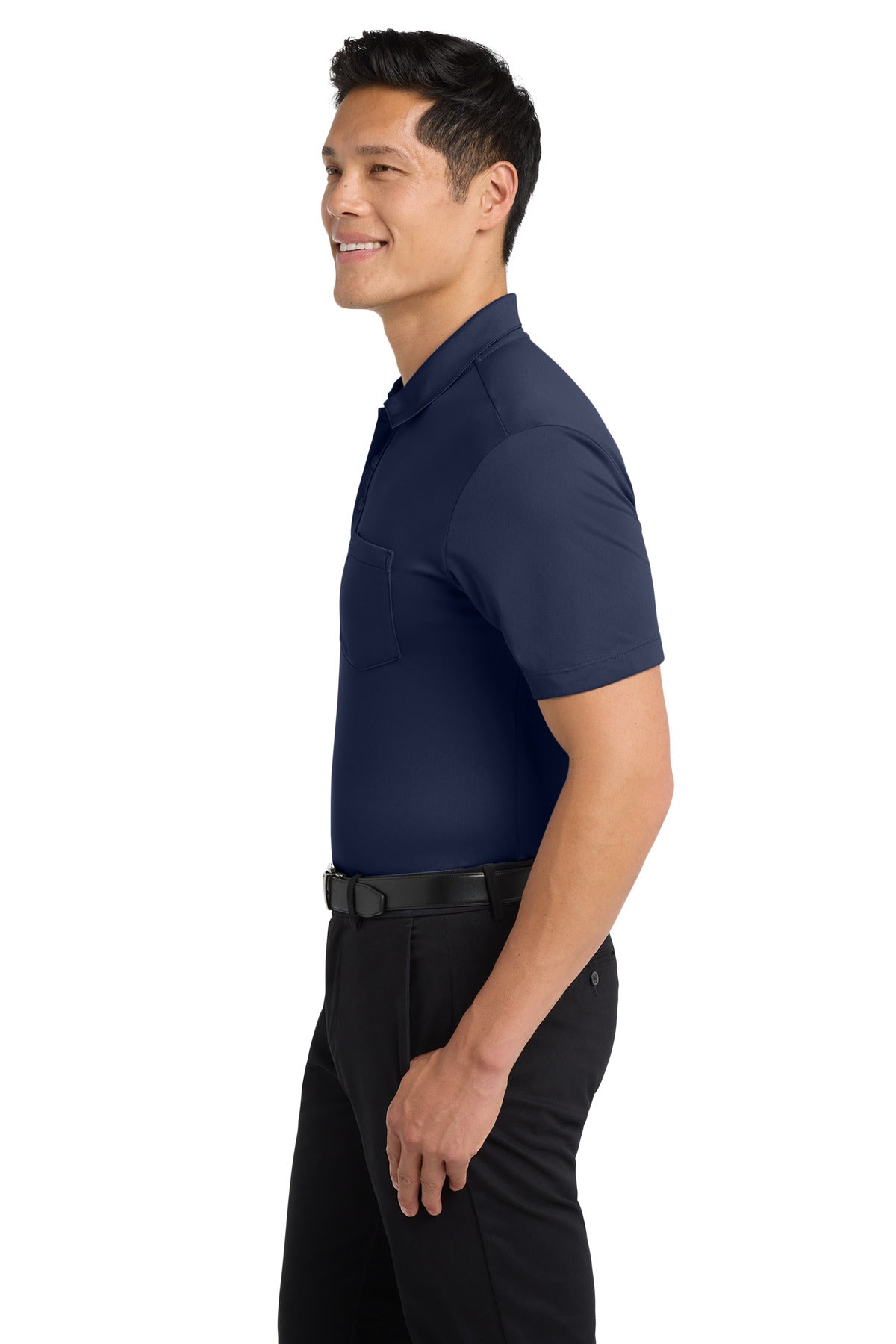 Navy Port Authority Silk Touch Performance Pocket Polo. K540P