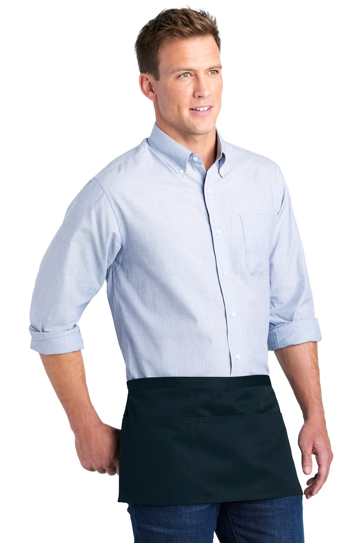 Navy Port Authority Three-Pocket Waist Apron. A602