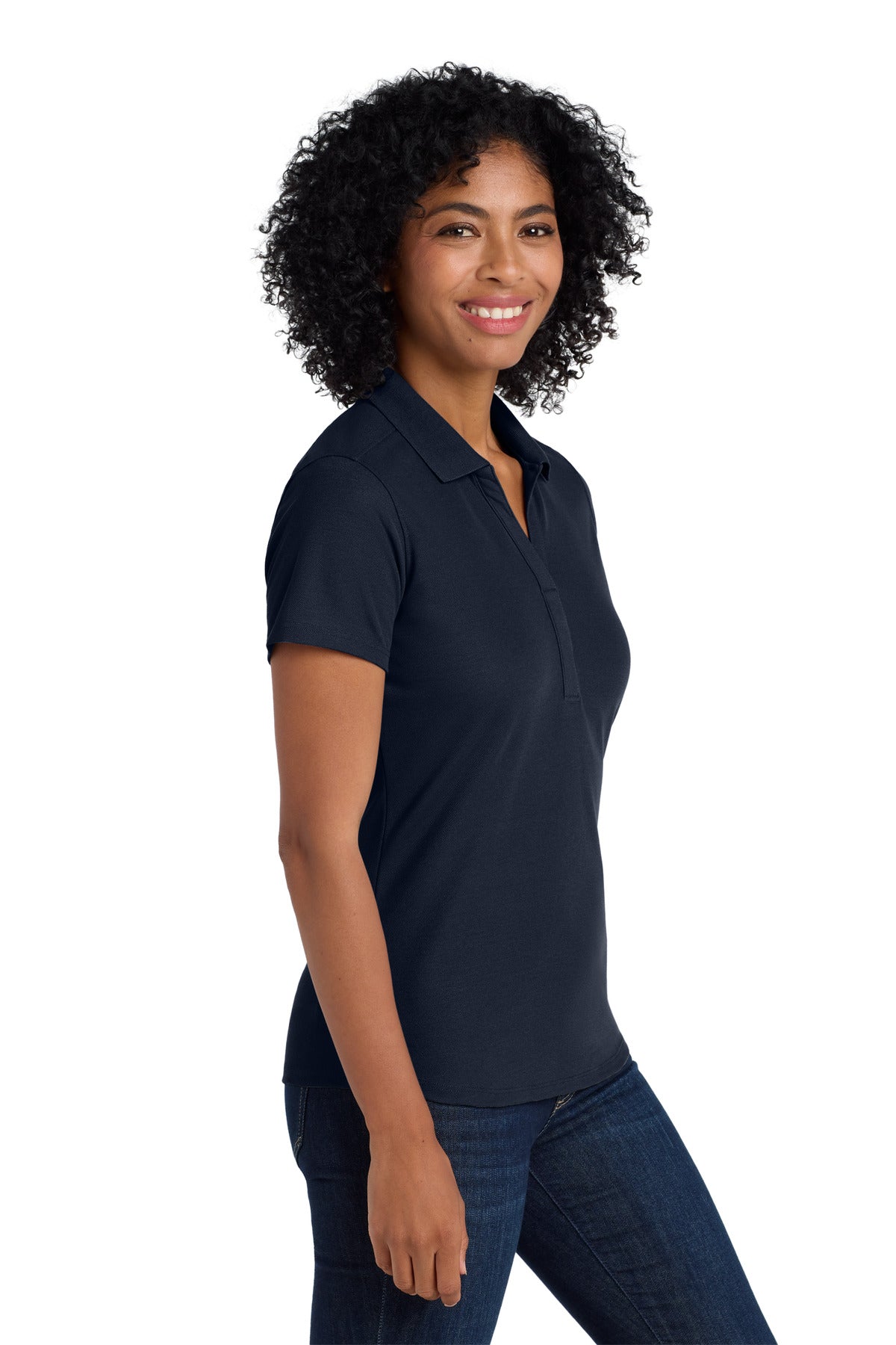 Navy Port Authority Women's EZPerformance Pique Polo. LK600