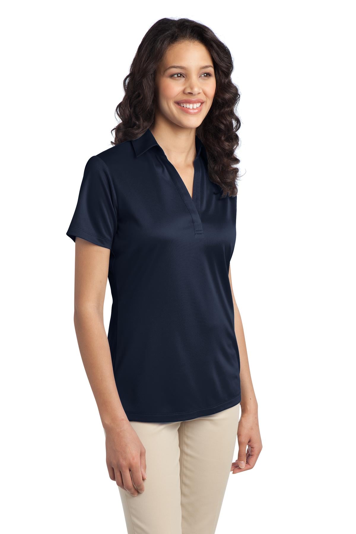 Navy Port Authority Women's Silk Touch Performance Polo. L540