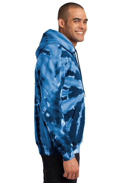 Navy Port & Company Tie-Dye Pullover Hooded Sweatshirt. PC146
