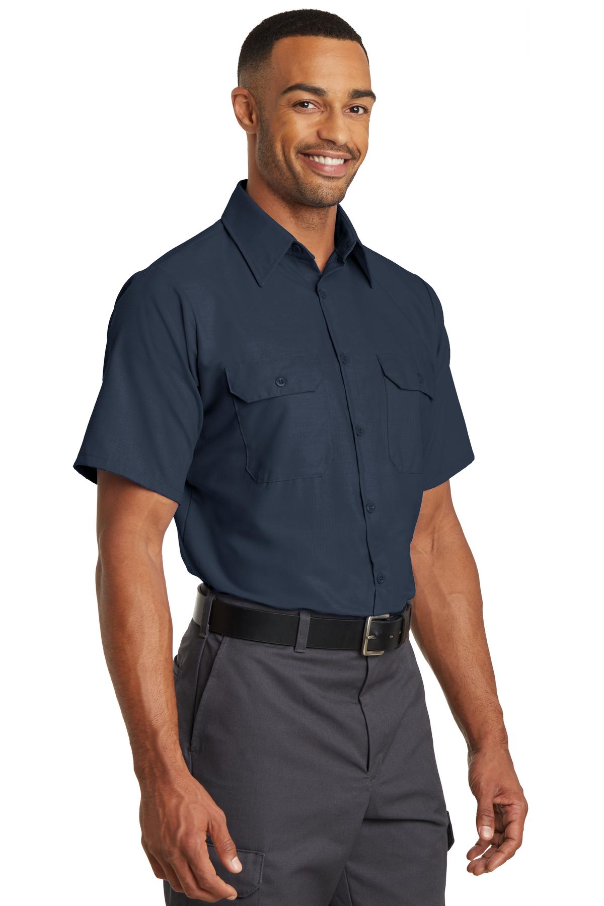 Navy Red Kap Short Sleeve Solid Ripstop Shirt. SY60