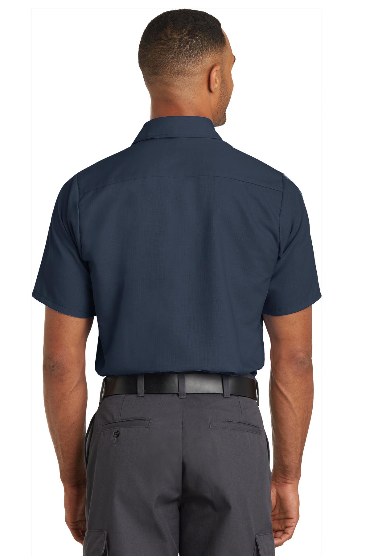 Navy Red Kap Short Sleeve Solid Ripstop Shirt. SY60
