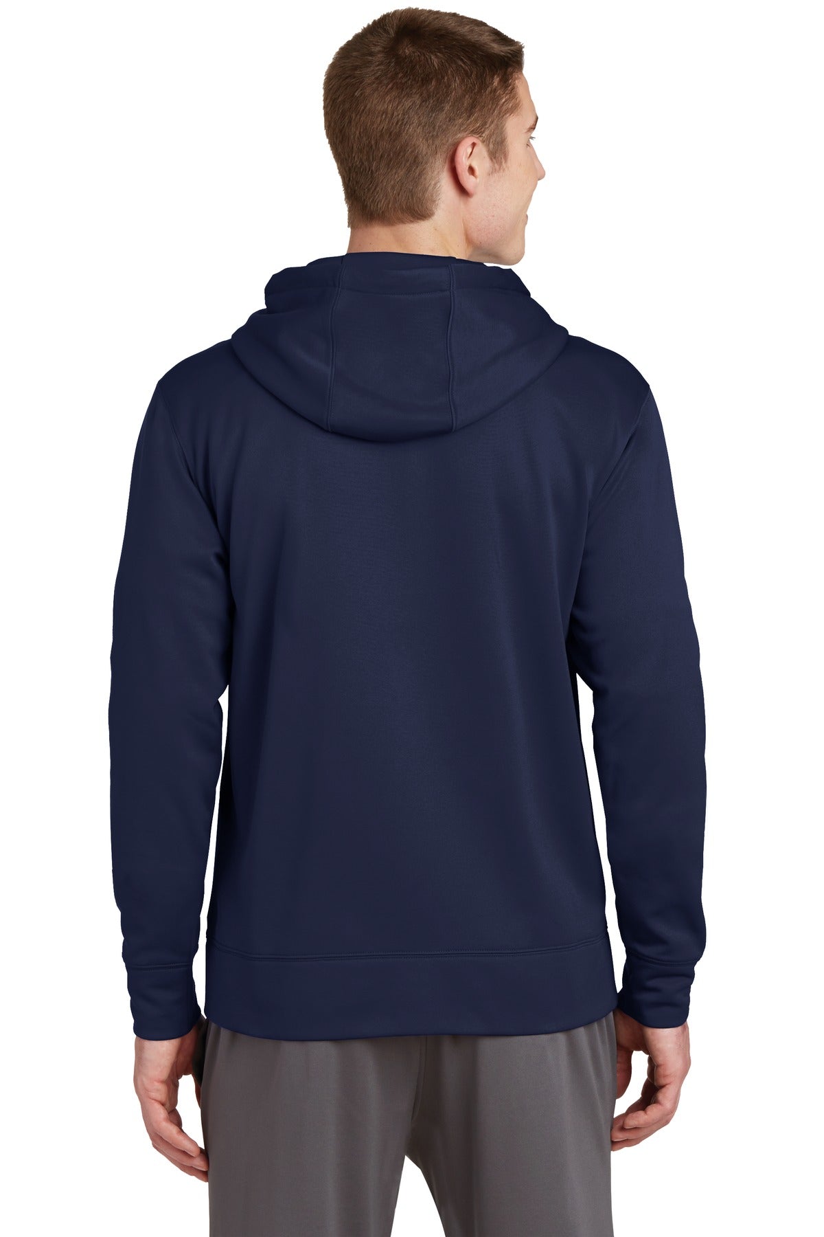 Navy Sport-Tek Sport-Wick Fleece Full-Zip Hooded Jacket. ST238