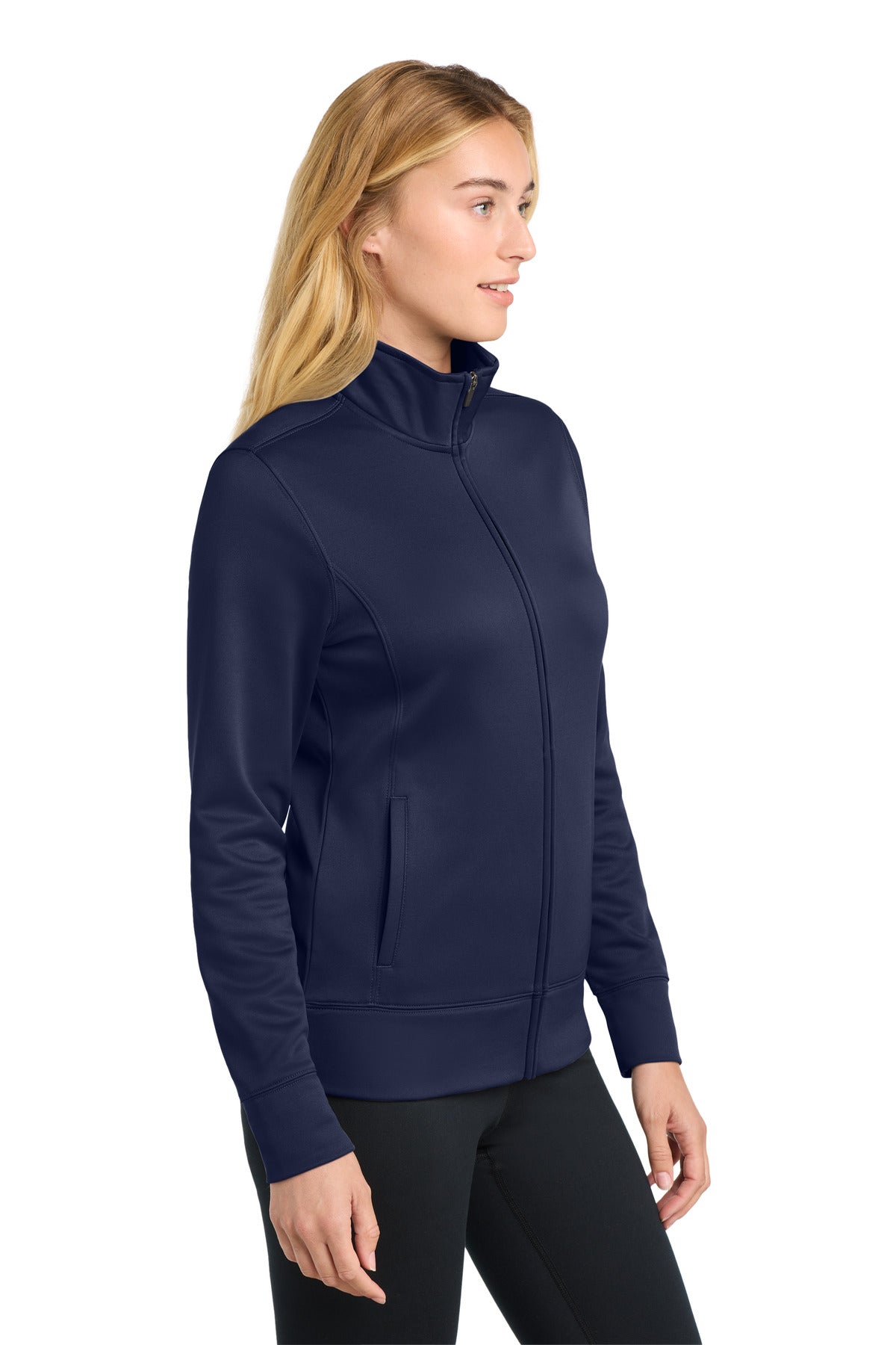 Navy Sport-Tek Women's Sport-Wick Fleece Full-Zip Jacket. LST241