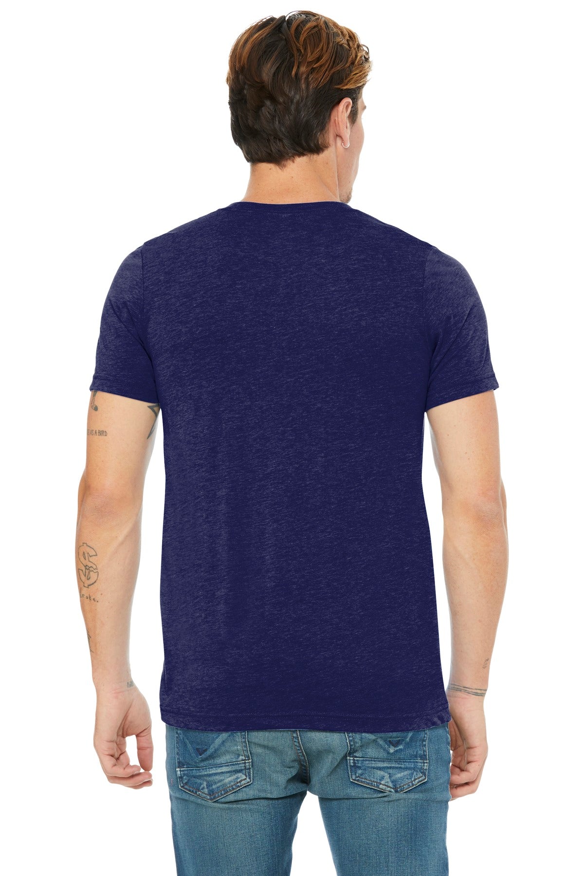 Navy TB BELLA+CANVAS Unisex Triblend Short Sleeve V-Neck Te. BC3415