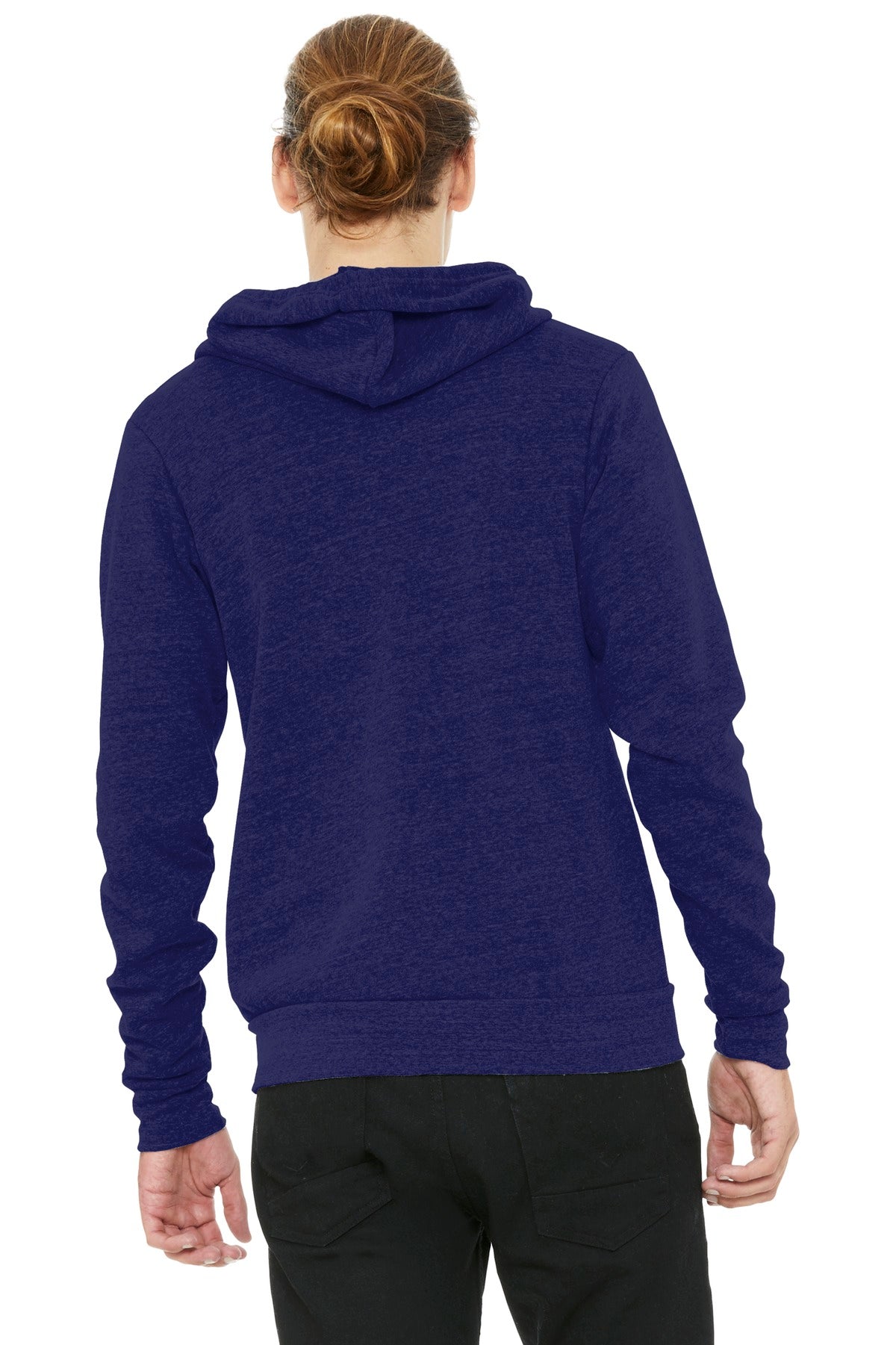 Navy TB BELLA+CANVAS Unisex Triblend Sponge Fleece Full-Zip Hoodie. BC3909