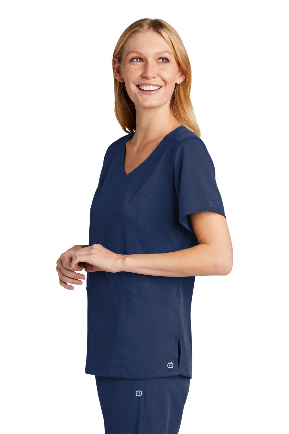 Navy Wink Women's Premiere Flex Mock Wrap Top WW4268