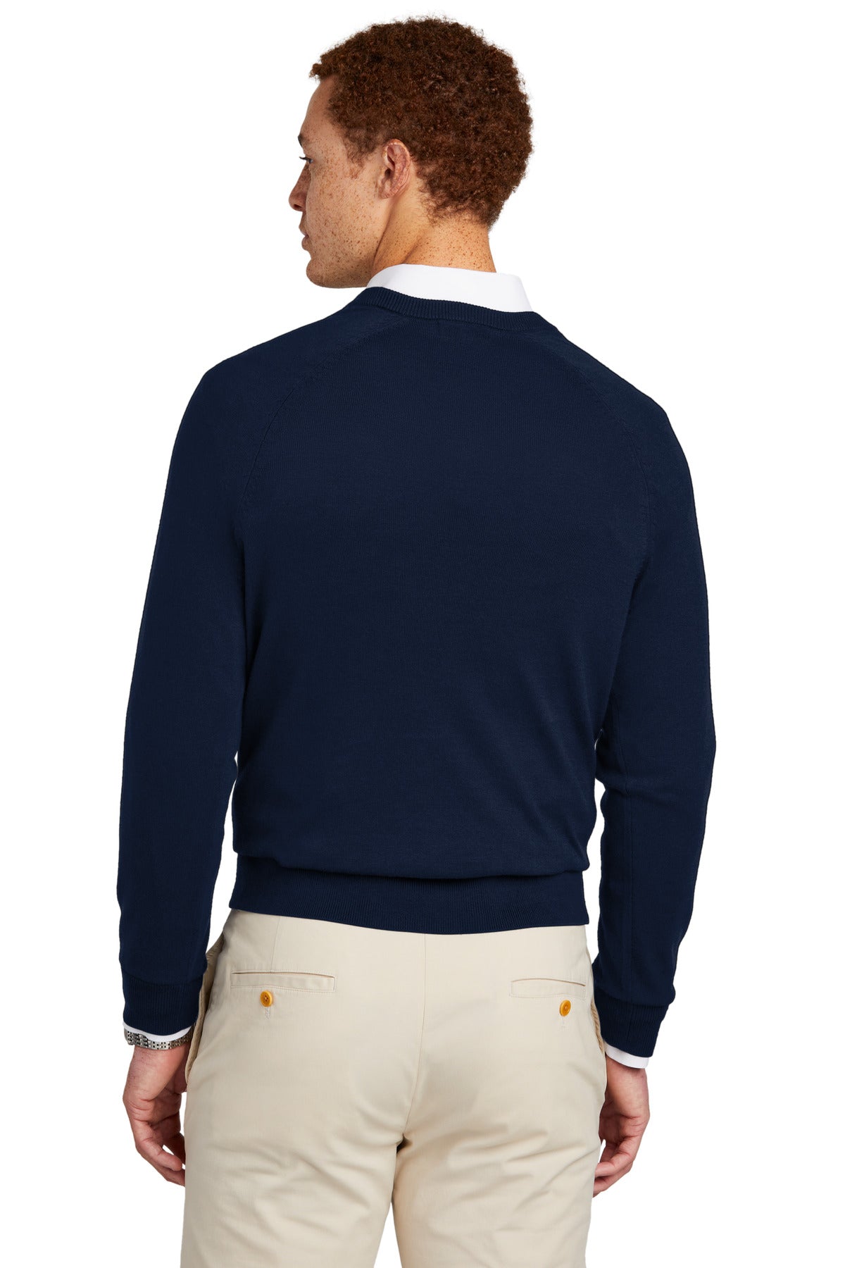 NavyBlazer Brooks Brothers Cotton Stretch V-Neck Sweater BB18400