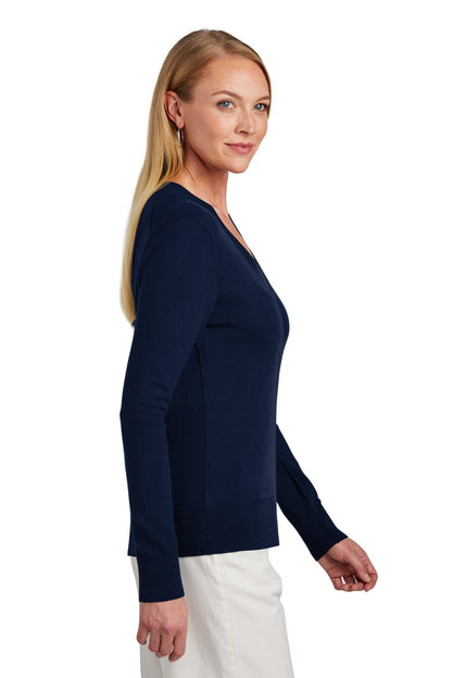 NavyBlazer Brooks Brothers Women's Cotton Stretch V-Neck Sweater BB18401