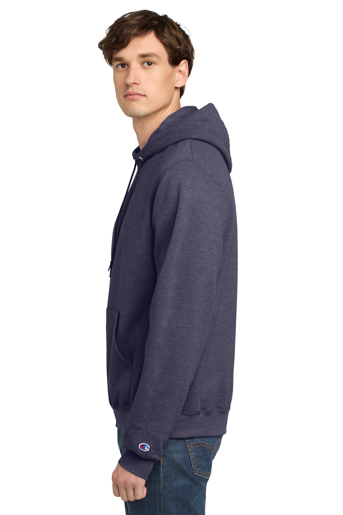 NavyHthr Champion Powerblend Pullover Hoodie. S700