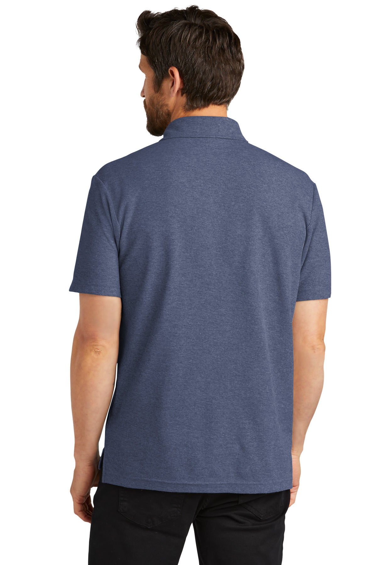 NavyHthr Port Authority C-FREE Cotton Blend Pique Pocket Polo K868