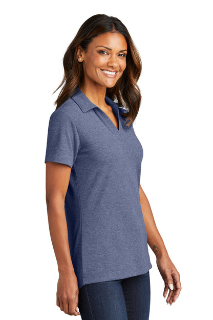 NavyHthr Port Authority Women's C-FREE Cotton Blend Pique Polo LK867