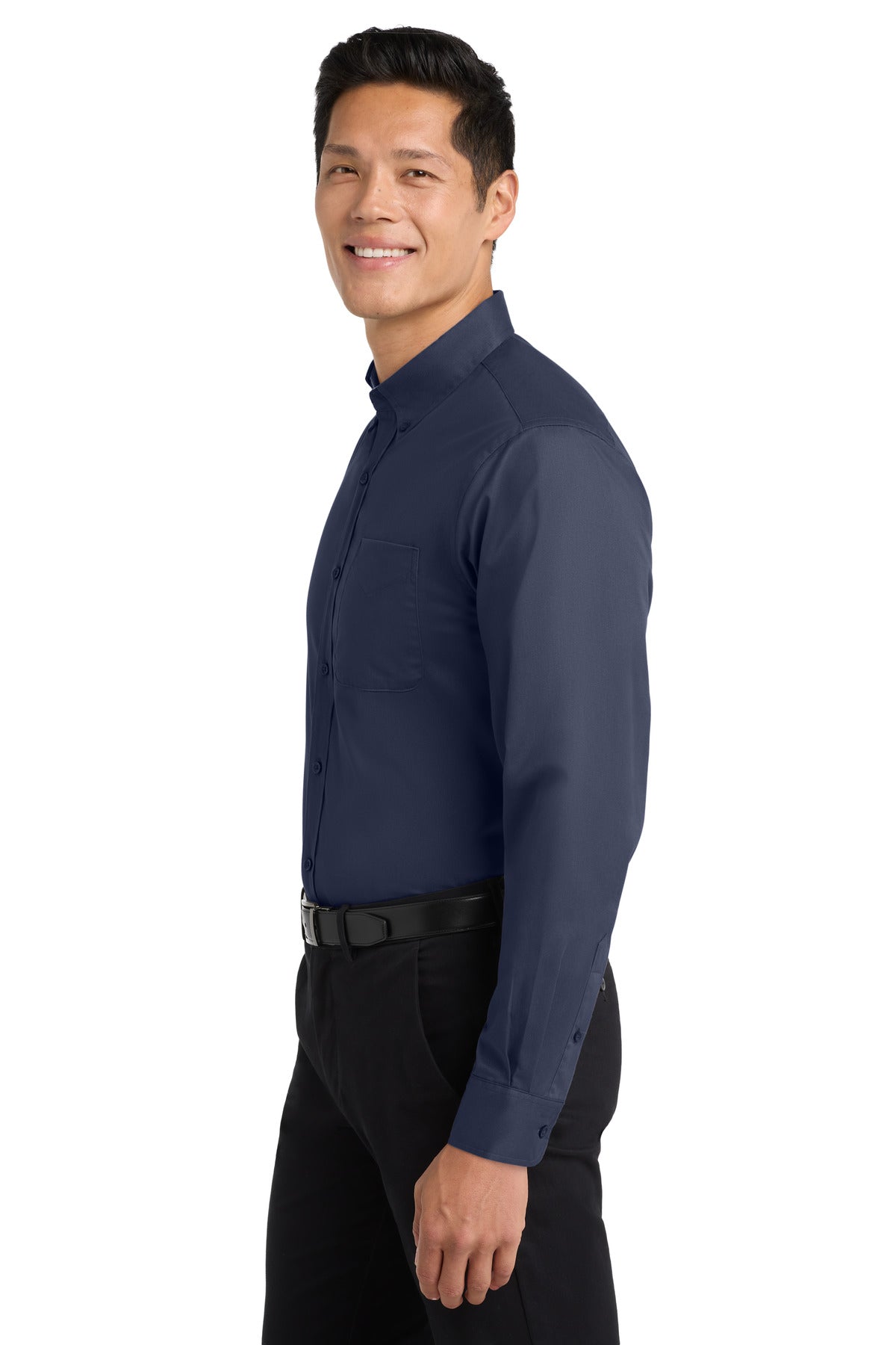 Navy/Lt Stone Port Authority Extended Size Long Sleeve Easy Care Shirt S608ES
