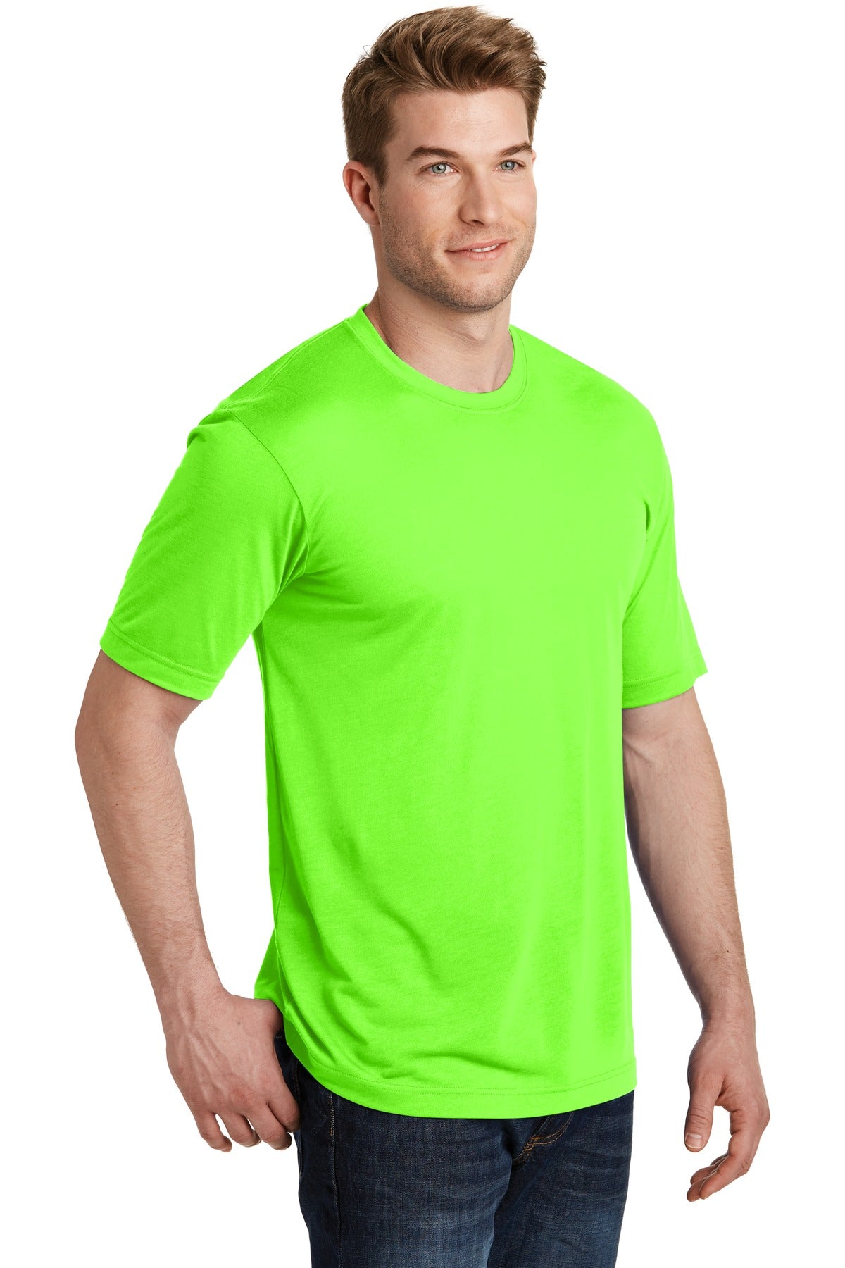 Neon Green Sport-Tek PosiCharge Competitor Cotton Touch Tee. ST450