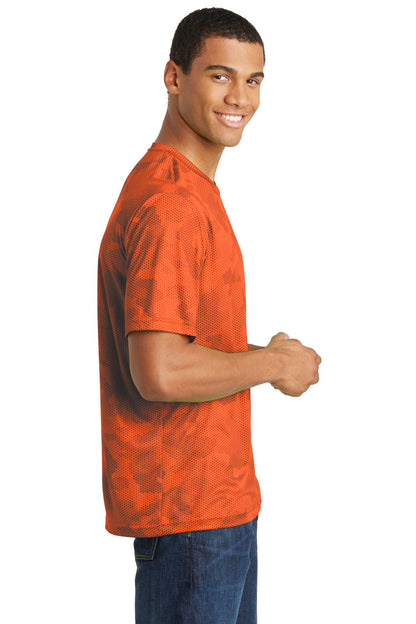 Neon Orange Sport-Tek CamoHex Tee. ST370