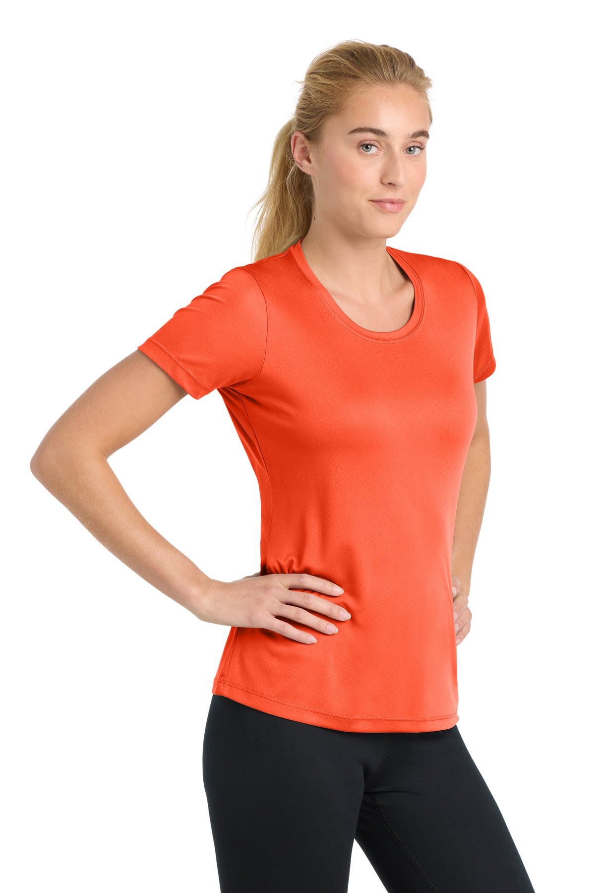 Neon Orange Sport-Tek Women's PosiCharge Competitor Tee. LST350