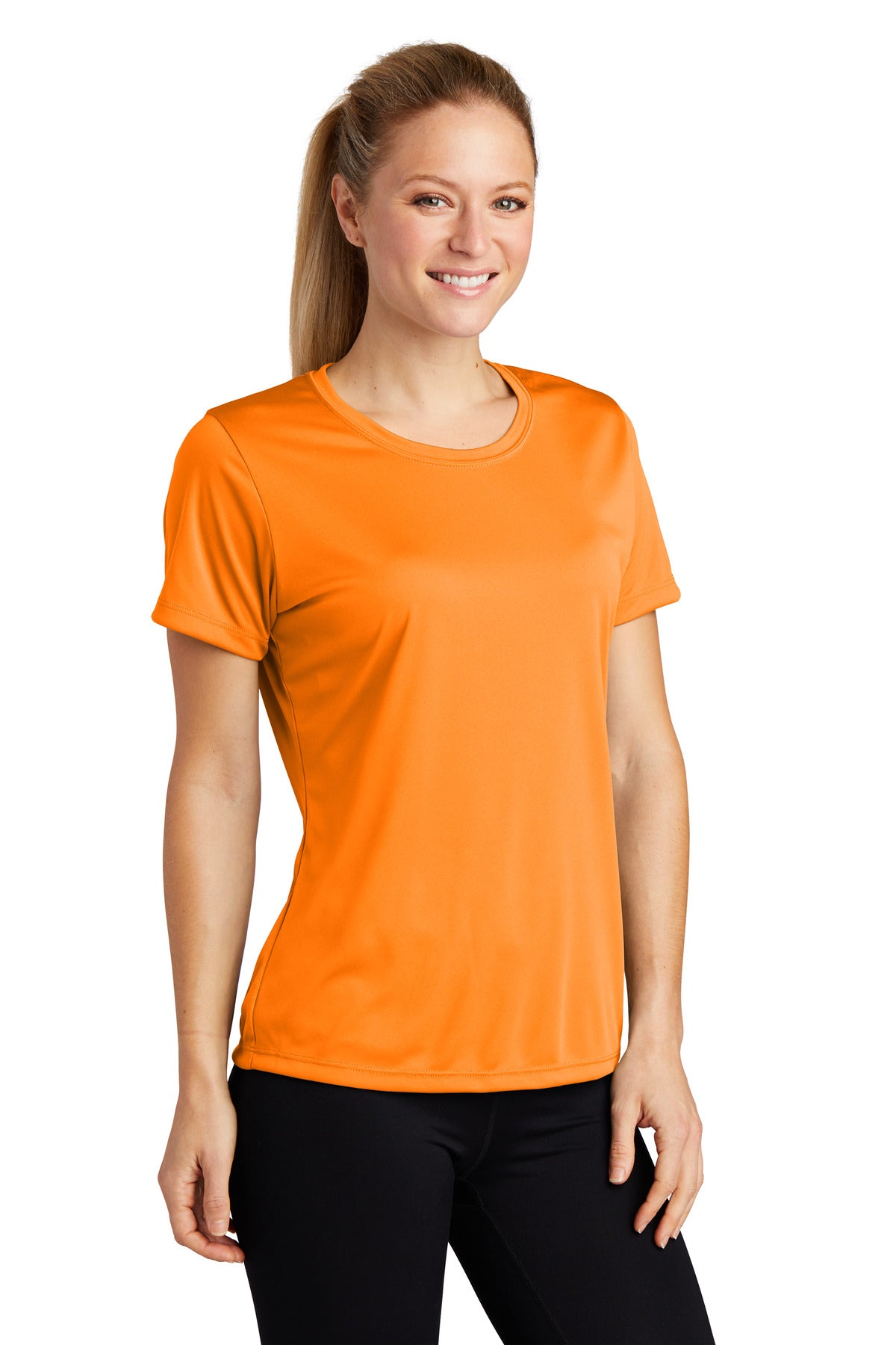 Neon Orange Sport-Tek Women's PosiCharge Competitor Tee. LST350