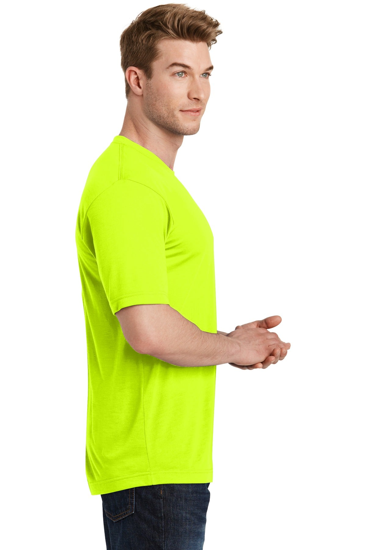 Neon Yellow Sport-Tek PosiCharge Competitor Cotton Touch Tee. ST450