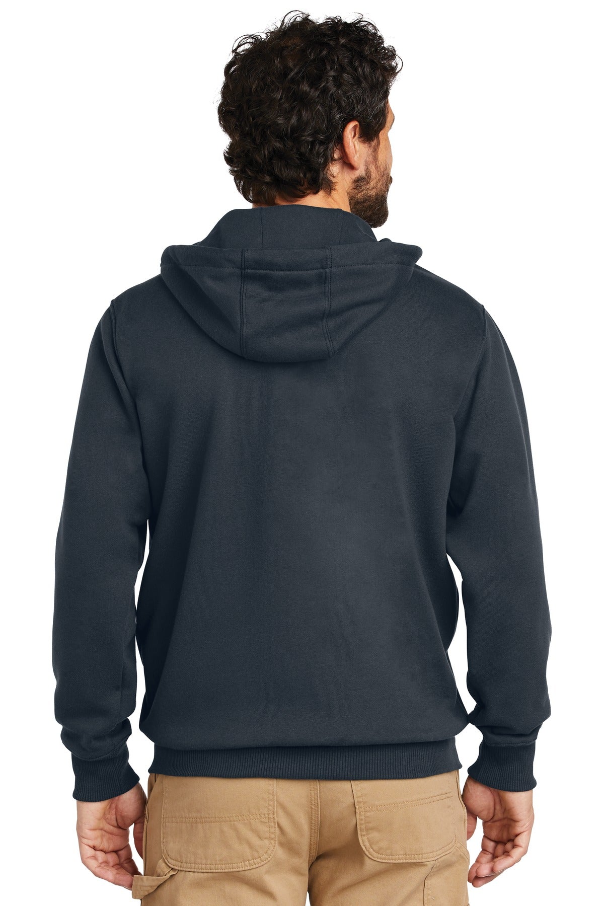 New Navy Carhartt Rain Defender Paxton Heavyweight Hooded Zip-Front Sweatshirt. CT100614