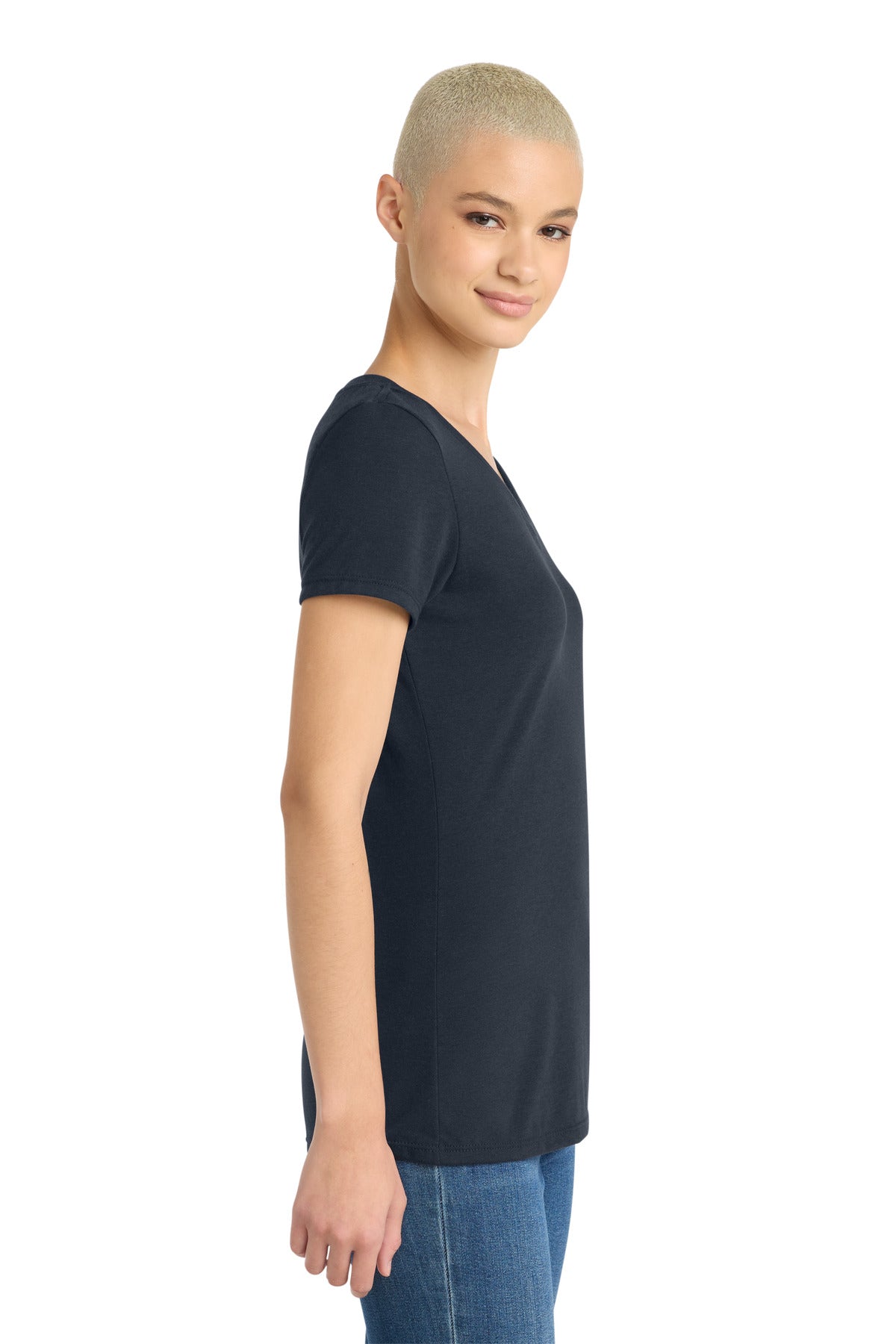New Navy District Women's Perfect Tri V-Neck Tee. DM1350L