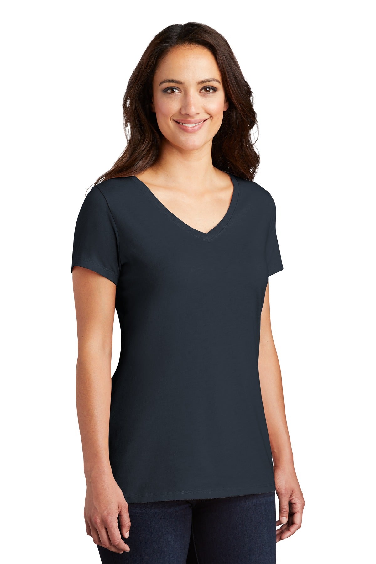 New Navy District Women's Perfect Tri V-Neck Tee. DM1350L