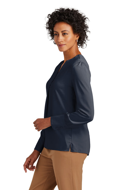 NightNavy Brooks Brothers Women's Open-Neck Satin Blouse BB18009