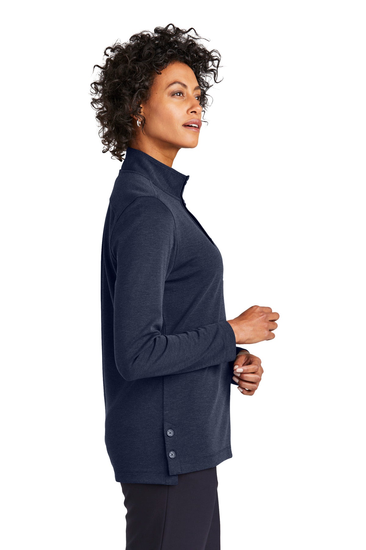 NvBlazerHt Brooks Brothers Women's Mid-Layer Stretch 1/2-Button BB18203