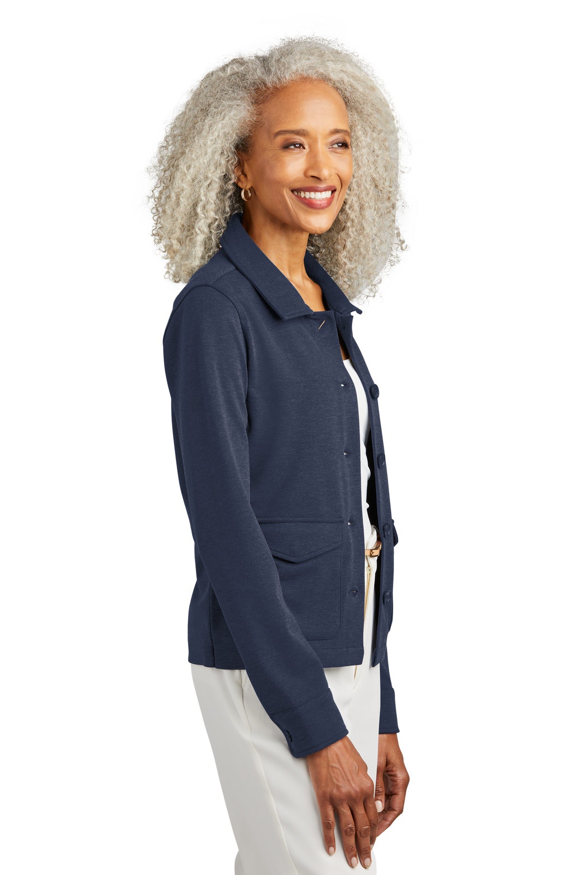 NvBlazerHt Brooks Brothers Women's Mid-Layer Stretch Button Jacket BB18205