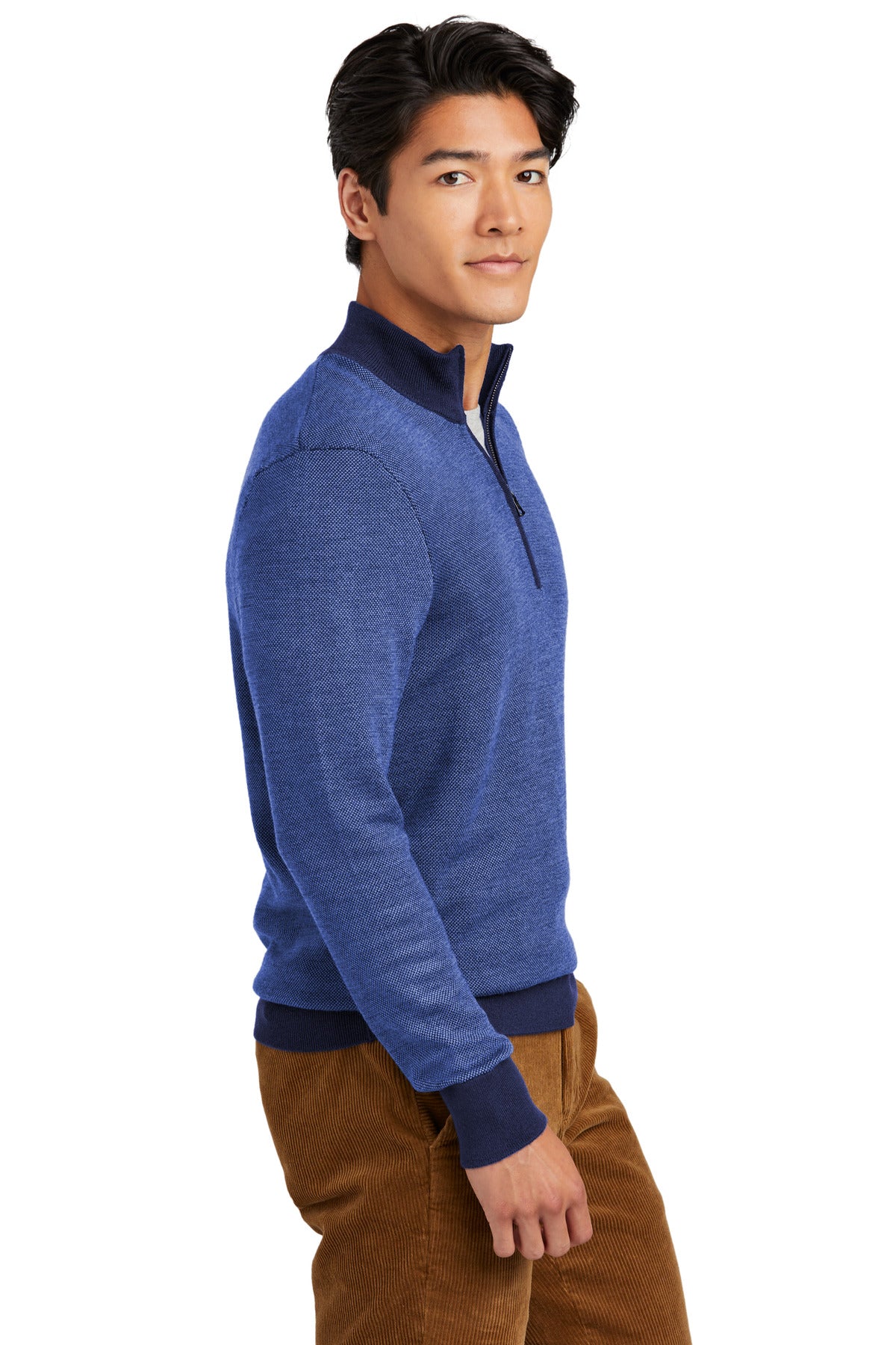 Nv/CompssB Brooks Brothers Washable Merino Birdseye 1/4-Zip Sweater BB18412