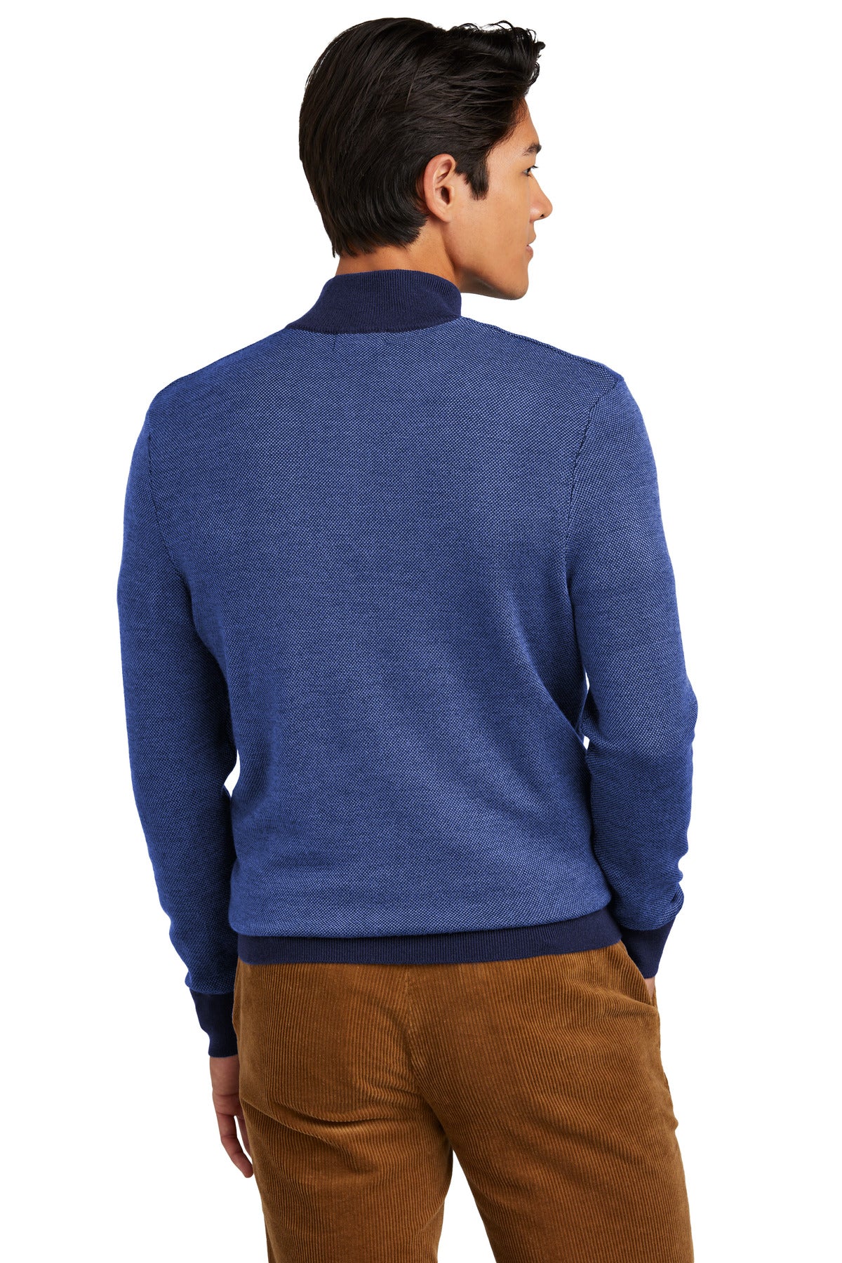 Nv/CompssB Brooks Brothers Washable Merino Birdseye 1/4-Zip Sweater BB18412