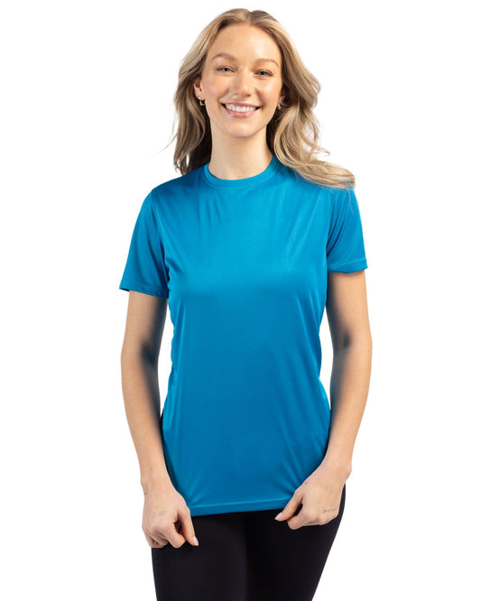 Ocean Blue Clique Spin Eco Performance Jersey Short Sleeve Womens Tee  - XS