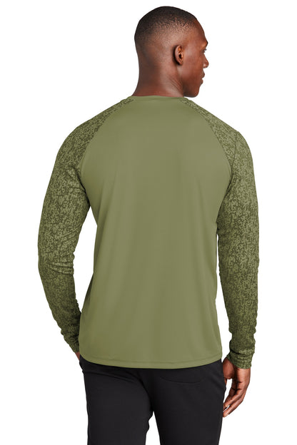 Olive Drab Grn Sport-Tek Long Sleeve Digi Camo Tee. ST460LS