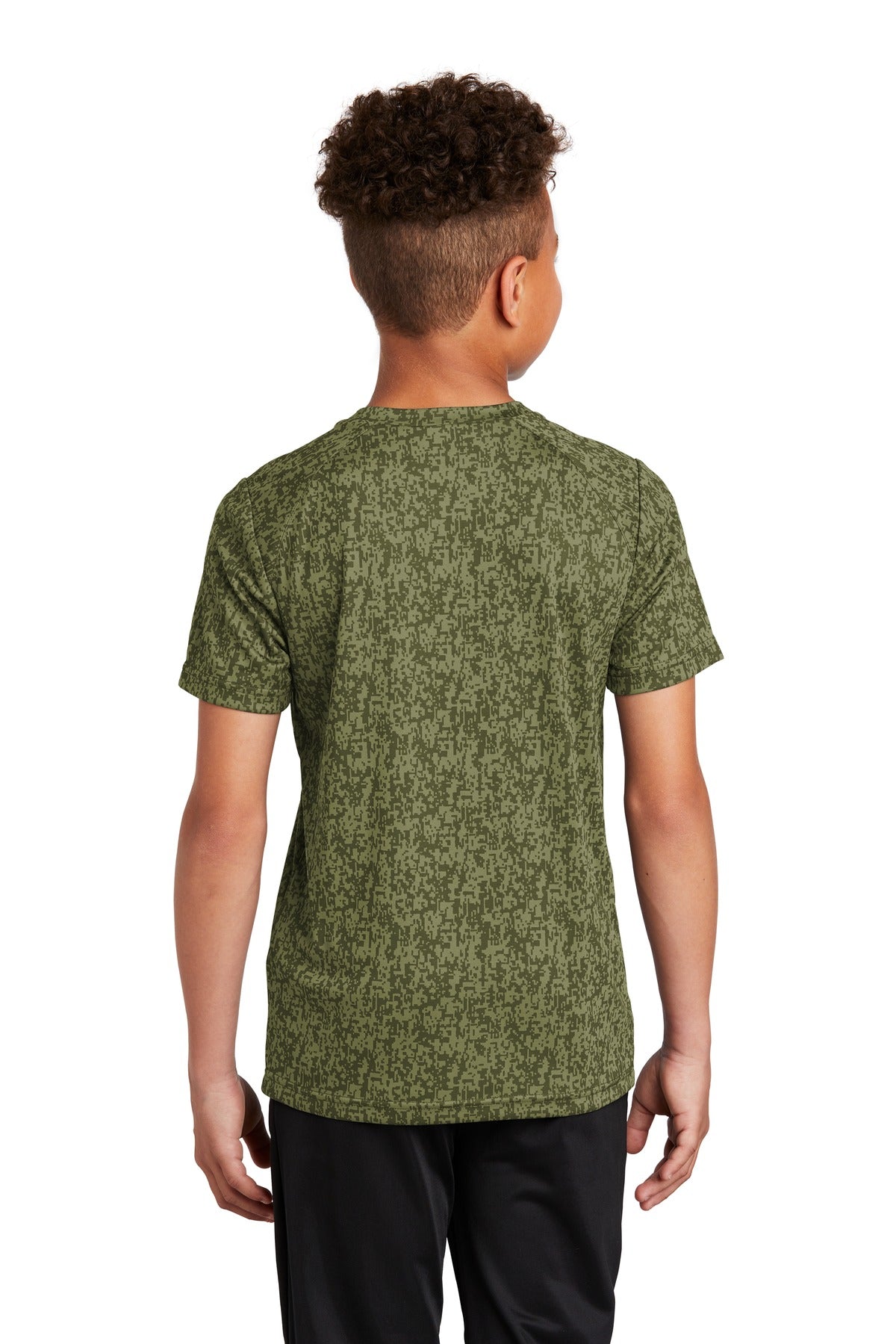 Olive Drab Grn Sport-Tek Youth Digi Camo Tee. YST460