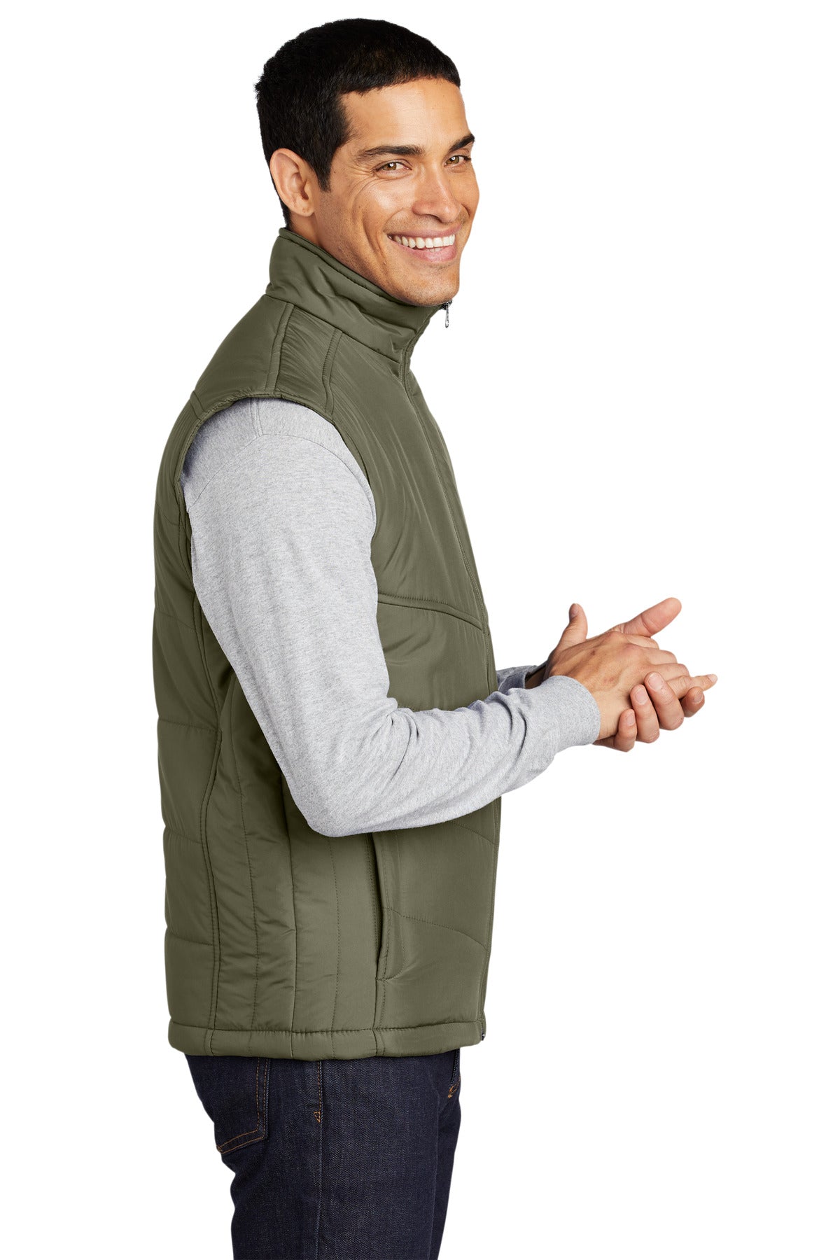 Olive Port Authority Puffy Vest. J709