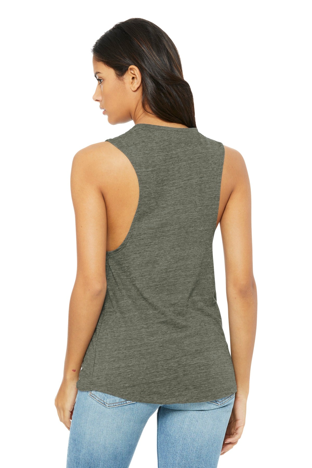 Olive Slub BELLA+CANVAS Women's Flowy Scoop Muscle Tank. BC8803