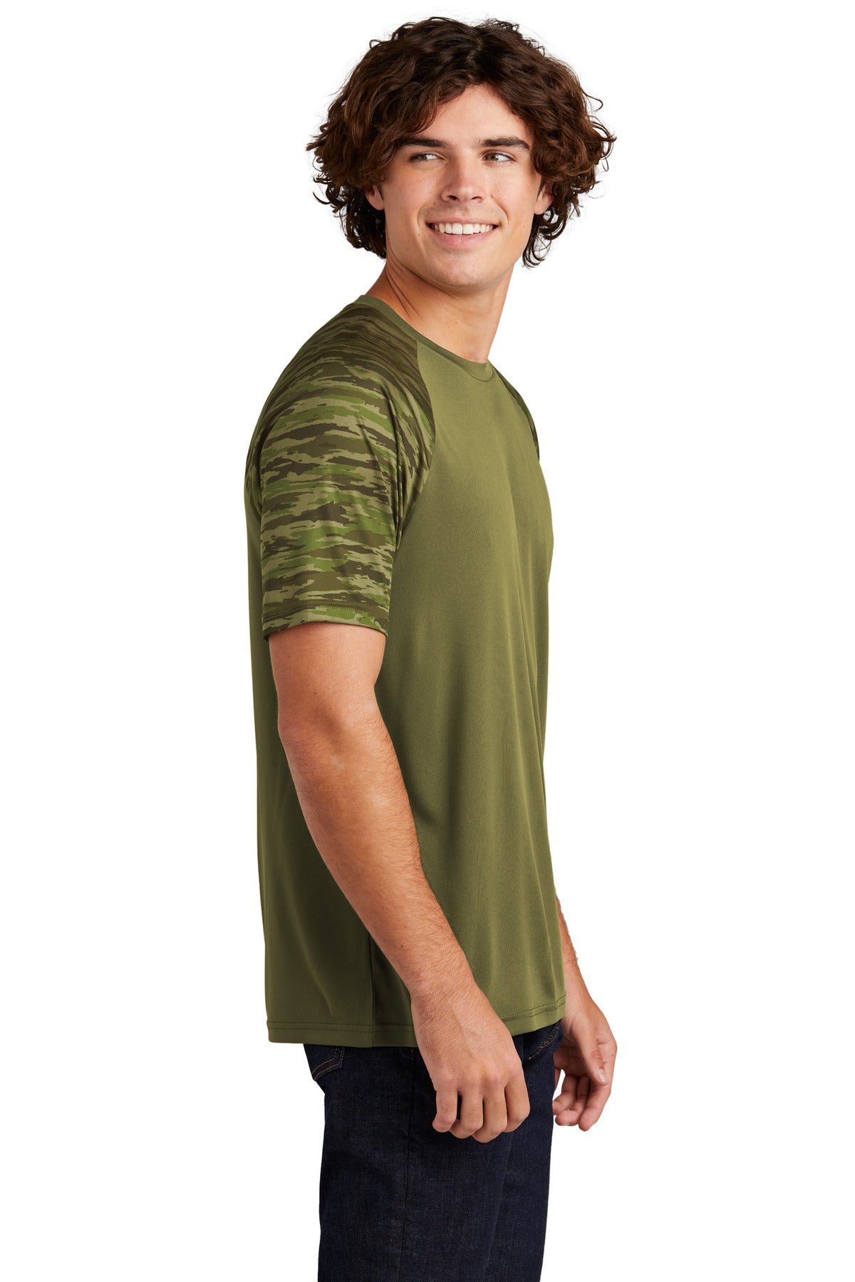 OlvDrabGn Sport-Tek Drift Camo Colorblock Tee ST376