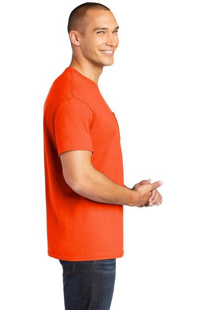 Orange Gildan Heavy Cotton 100% Cotton Pocket T-Shirt. 5300