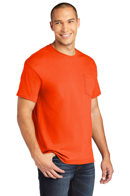 Orange Gildan Heavy Cotton 100% Cotton Pocket T-Shirt. 5300