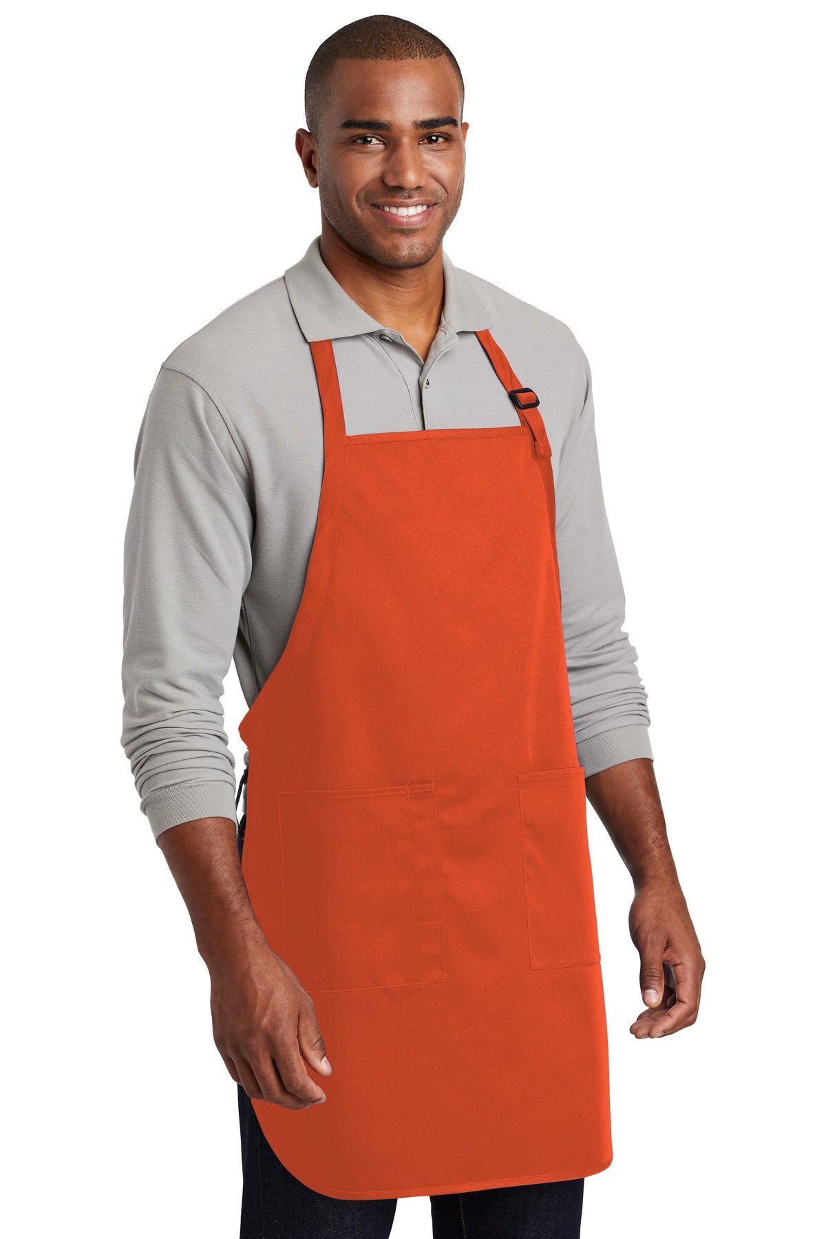 Orange Port Authority Full-Length Two-Pocket Bib Apron. A600