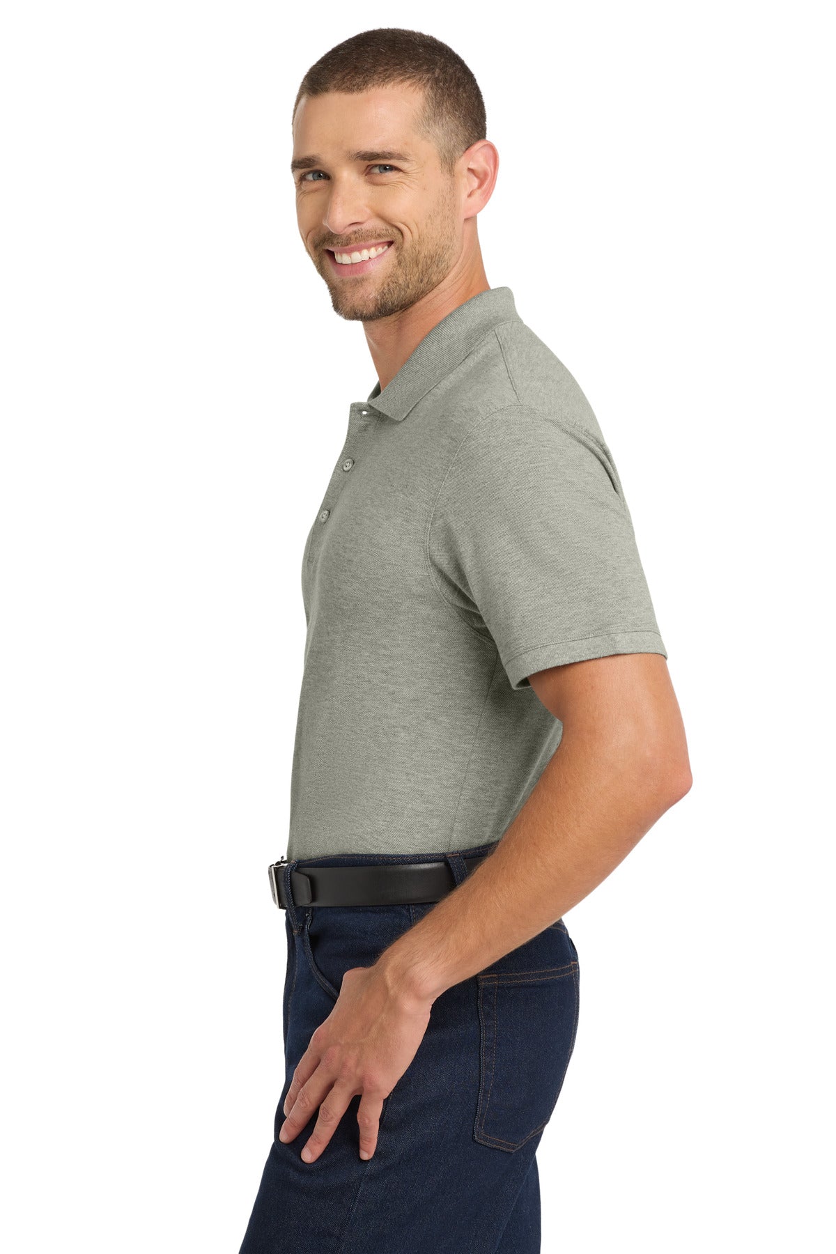 Oxford Heather Port Authority EZCotton Polo. K8000