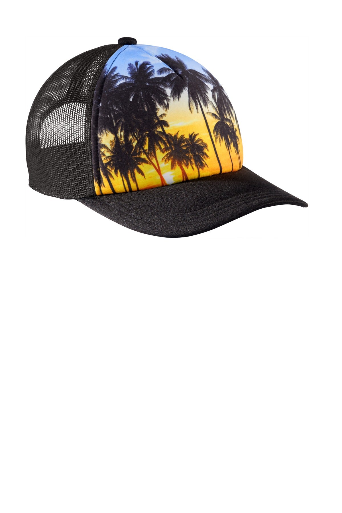 Palm Trees Port Authority Photo Real Snapback Trucker Cap C950