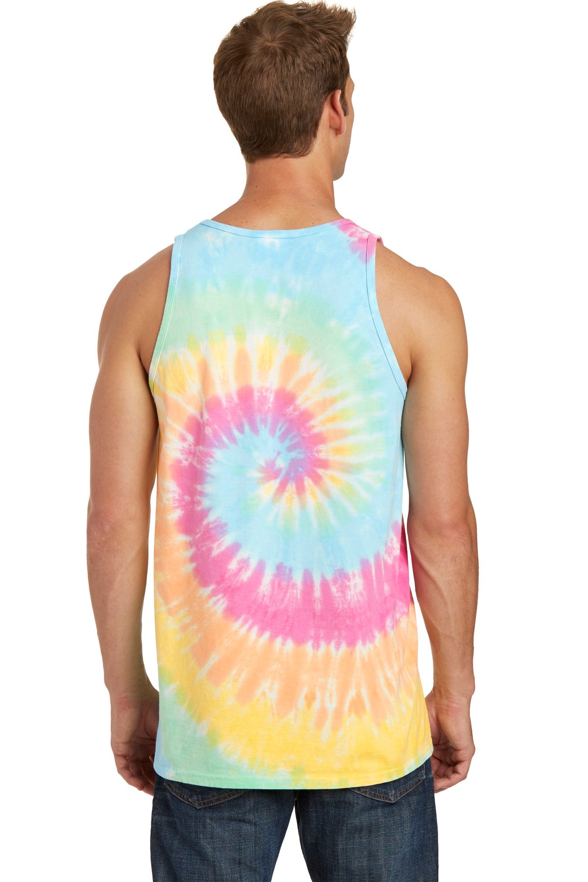 Pastel Rainbow Port & Company Tie-Dye Tank Top. PC147TT
