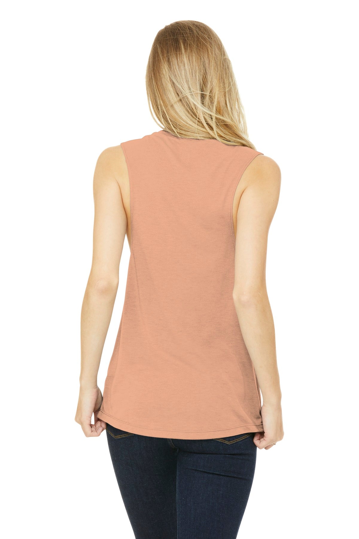 Peach BELLA+CANVAS Women's Flowy Scoop Muscle Tank. BC8803