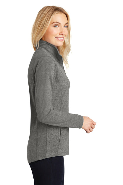 Pearl Grey Hea Port Authority Women's Heather Microfleece Full-Zip Jacket. L235