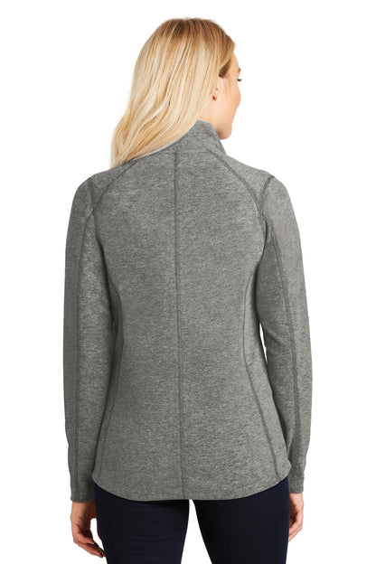 Pearl Grey Hea Port Authority Women's Heather Microfleece Full-Zip Jacket. L235